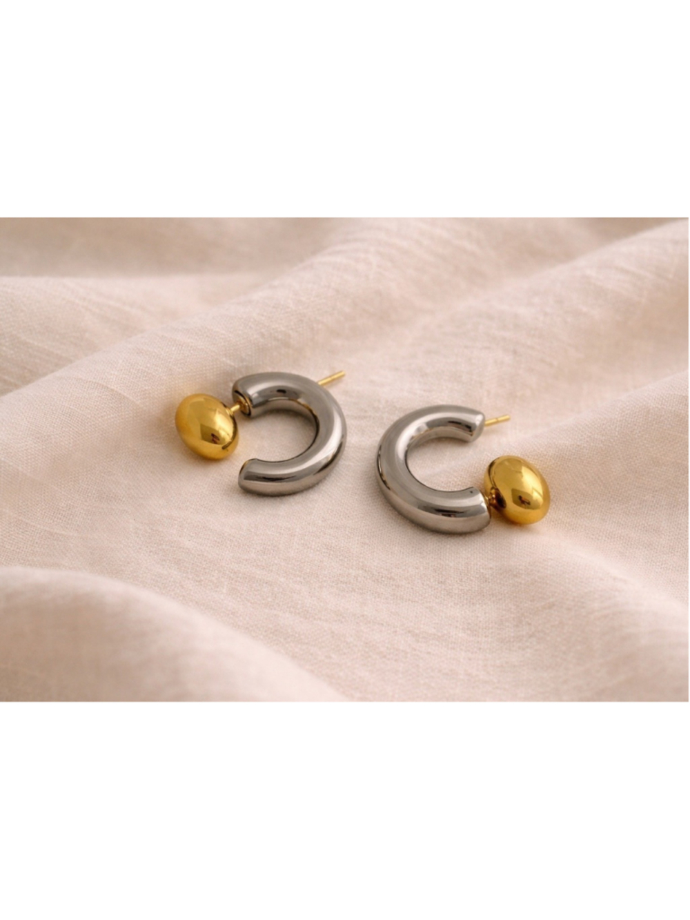 Anthropologie Silver Hoop Huggie Earrings Stud Steampunk Gothic Gold Punk Boho